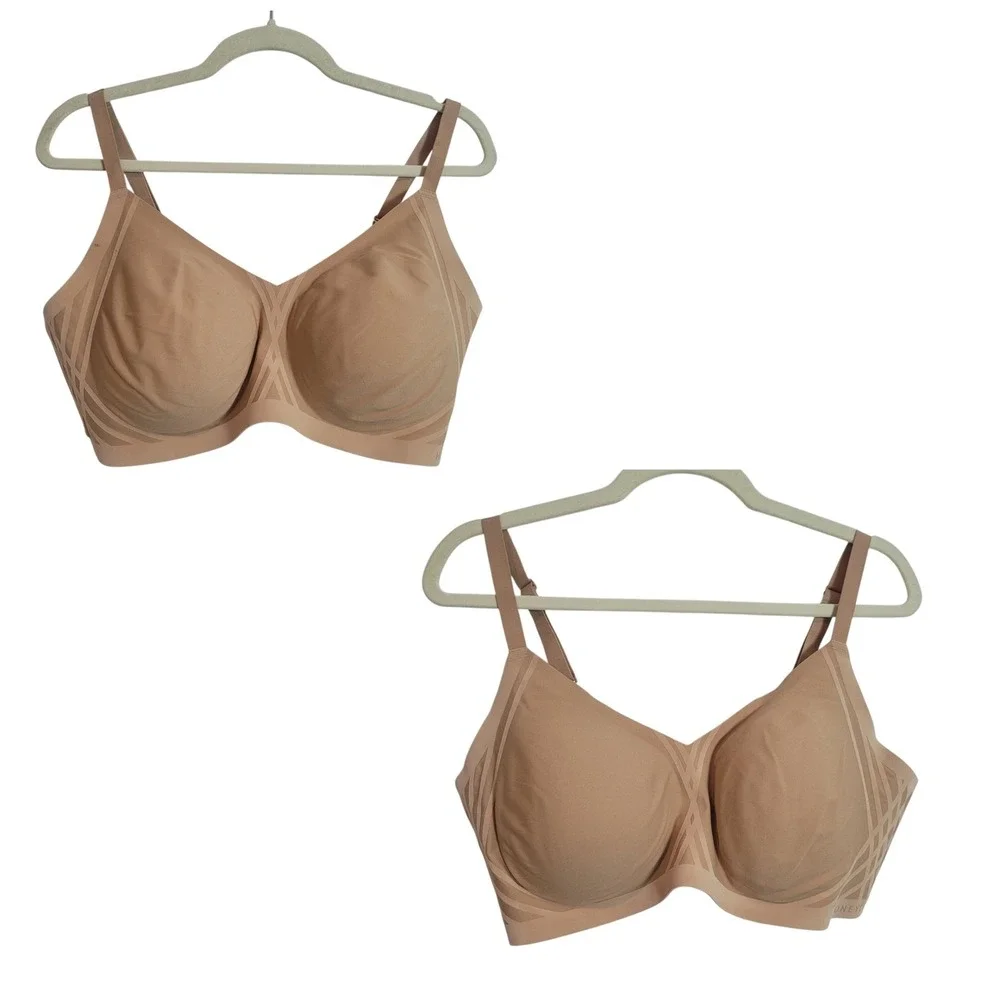 Honeylove CrossOver Bra Tan Wireless Seamless Support 3X 44DD 44DDD Set‎ of 2